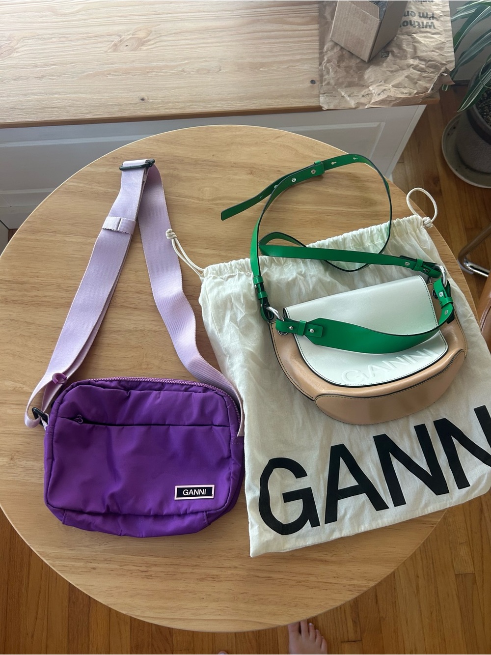 Ganni Crossbody Purple Nylon Shoulder Bag